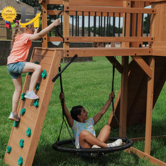 Backyard Discovery Sterling Point Outdoor Playground Set W/ Elevated Clubhouse,