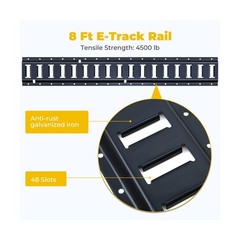 Trekassy 8ft E Track Rail Tie-Down Kit, 8′ Etrack Rails(4Pack, 48 Slots/Rail)…