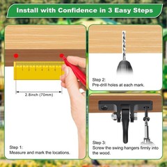 Heavy Duty Black Swing Hangers 2400LB Capacity Porch Swing Hanger | One-Piece…