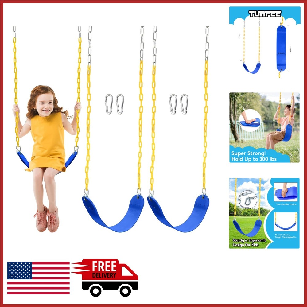 2 Pack Swing Seat Replacement Kit for Outdoor Swing Set with Heavy Duty Chains