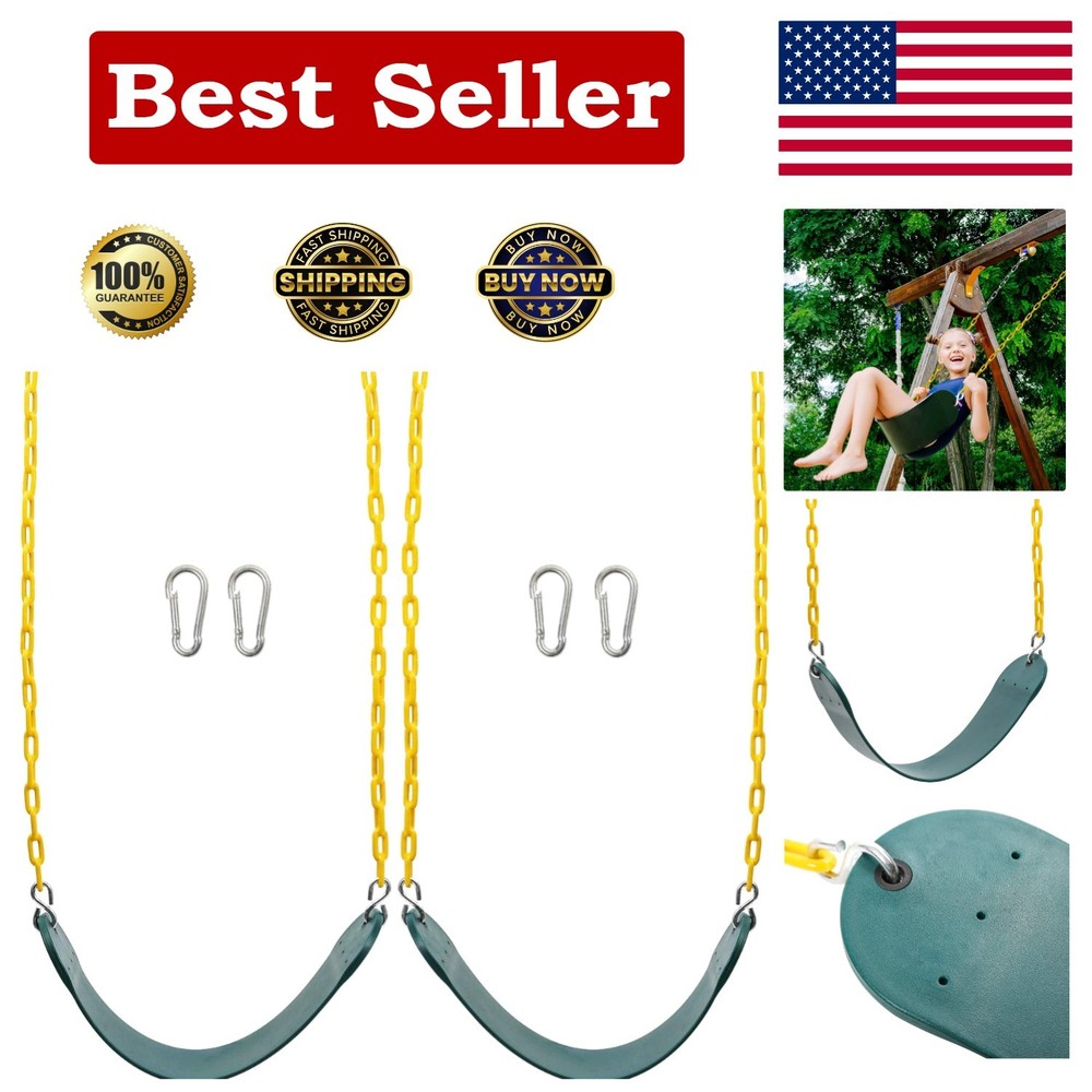 2-Pack Heavy-Duty Swing Seats with 66″ Chains – Safe Outdoor Fun for Kids