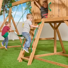 SWING SET PLAYSET OUTDOOR PLAYGROUND WOODEN BACKYARD EQUIPMENT CHILDREN PLAY NEW