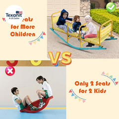 Teeter Totter Seesaw for Kids, 3-Person Heavy Duty Metal Rocking Seesaw for Todd