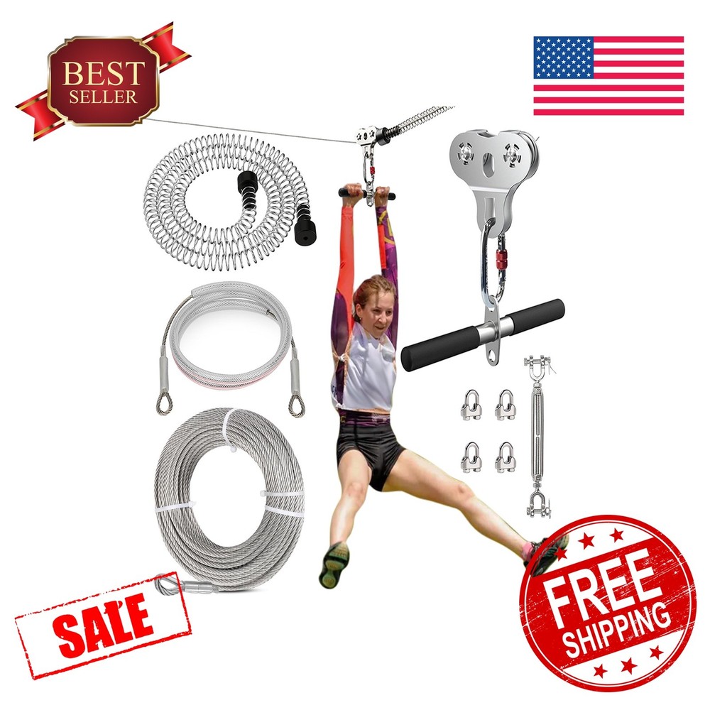 Fologtoo 120FT Zip Line Kit Adults 500 Lbs Stainless Steel