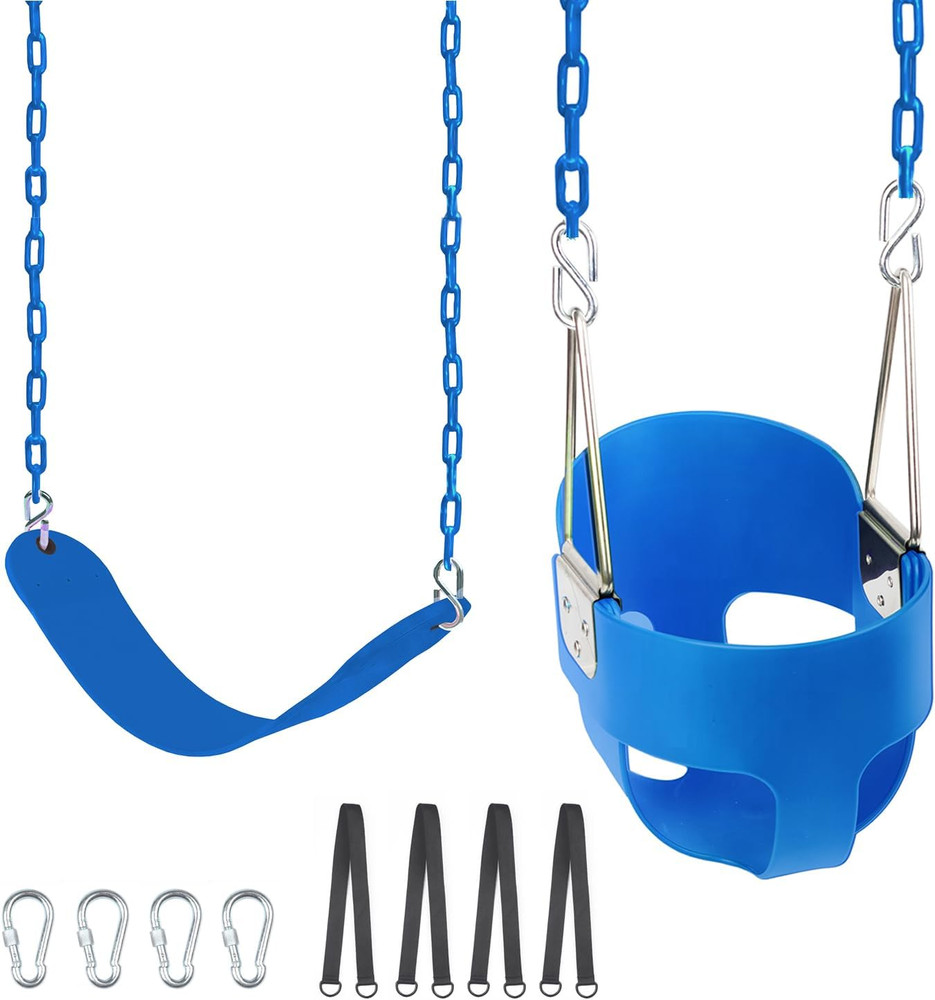 Toddler Swing Seat, Heavy-Duty High Back Fully Assembled Baby Swing, Iron Chain