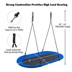 60″ Saucer Tree Swing Surf Outdoor Adjustable Kids Giant Oval Platform Swing Set