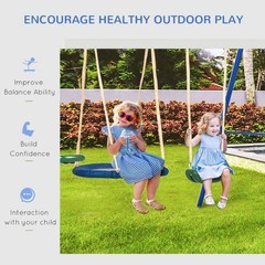 Outsunny 5-in-1 Heavy-Duty A-Frame Stand Outdoor Playset for Kids, Blue
