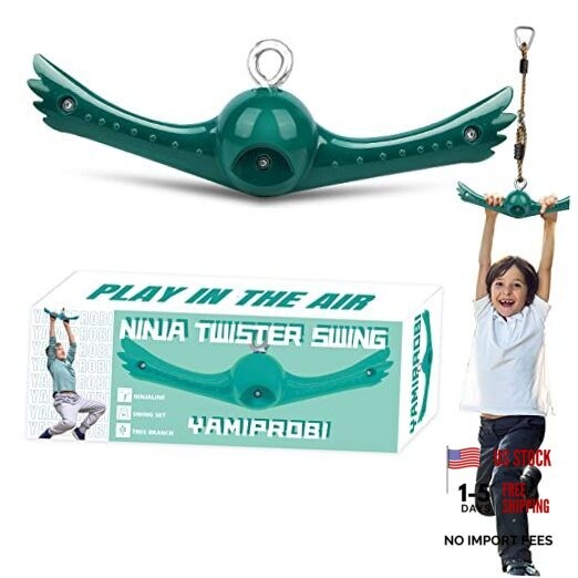 YAMIPROBI Swing Spins Set: 360° Handle Twist-Spin Flips Toy – Slackline Green