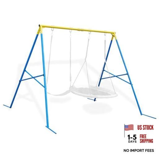Swing Stand A Frame for 2 Swings,550lbs Metal Saucer Tree Swing Frame Blyw
