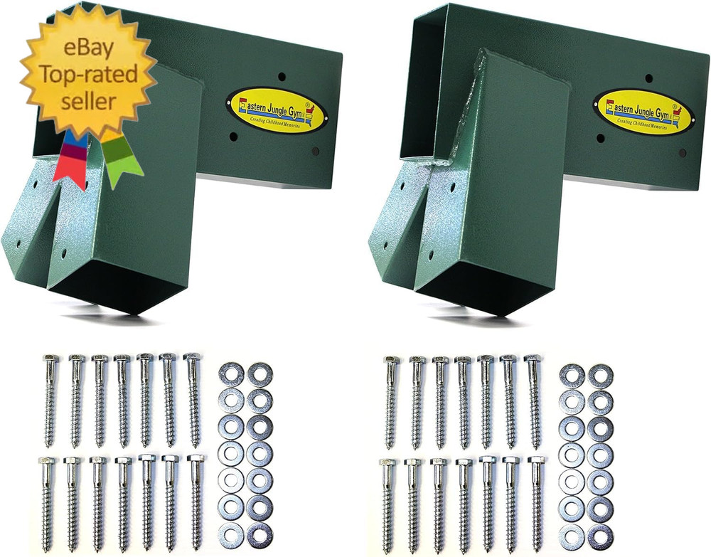 Easy 1-2-3 A-Frame 2 Brackets for Swing Set with All Mounting Hardware, Green