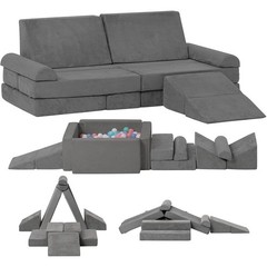 9 Piece Kids Play Couch Modular Soft Foam Sofa Climbing Ball Pit Slide Set New