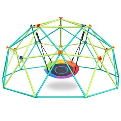 Hapfan 10FT Climbing Dome Saucer Swing Set Rust-Resistant Outdoor Playset 800lbs