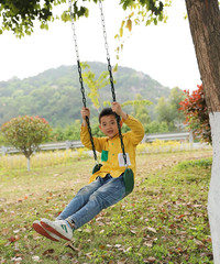 Heavy Duty Flexible Green Belt Swing with Coated Metal Chain