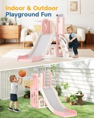 Toddler Slide, 6 in 1 Kids Indoor Slide for Toddlers 1-3, Baby Indoor and Out…