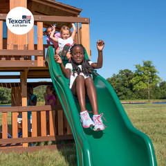 Woodridge Elite Cedar Wood Swing Set with Wave Slide, Clubhouse, Crawl Tunnel, C