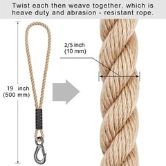 Hammock Tree Swing Rope 19 Inch with Heavy Duty Hook for Playground Accessories