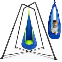 Swing Stand Frame with Sensory Pod Swings and Chair, Sensory Swing Set, XShap…