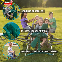 Kids’S Ace Flyer Metal Teeter Totter Green and Brown 90135