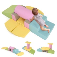 10 Pieces Foam Climbing Blocks Set w/PU Leather Surface for Climbing & Sliding