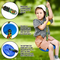 Tree Swing for Kids,Climbing Rope with Platforms,Disc Swing Seat Set Bule