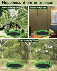 24 Inch Saucer Tree Swing Set for Kids & Adults, Adjustable Swing 24 inch Green