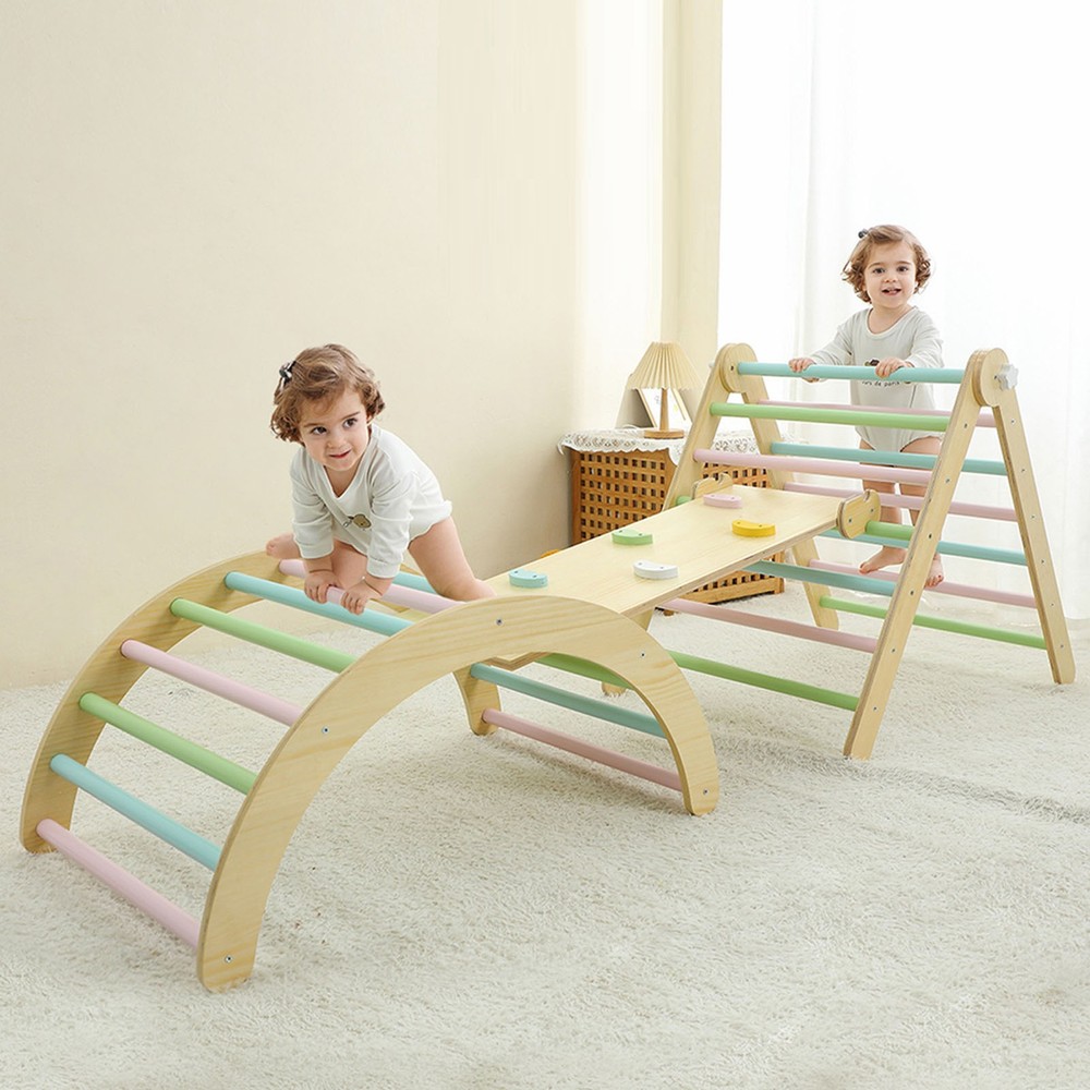 Indoor Jungle Gym 7-in-1 Toddler Indoor Playground Wooden Climbing Toys 18M+ USA