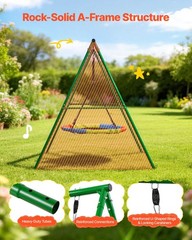Saucer Swing Set: 40″ Diameter, Powder-Coated Steel A-Frame, 440lb, Green