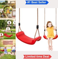 Outdoor Kids Swing Seat 220 lbs Hanging Plastic Swing with Adjustable Rope Tree