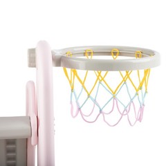 Toddler Slide with Basketball Hoop and Ball for Kids Age 3 and Up Playset, Pink