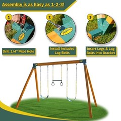 EASTERN JUNGLE GYM EASY 1-2-3 A-FRAME SWING SET BRACKET HEAVY DUTY EZ – Green