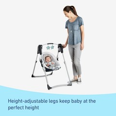 Graco Slim Spaces Compact Baby Swing, Space 39 x 23.25 x 35 Inch, Reign