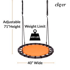 40″ Tree Net Web Saucer Round Swing, 600 lbs Weight Limit, Orange & Black