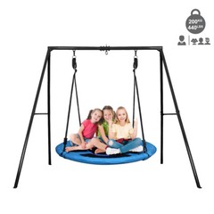 Metal Swing Set with Saucer Swing Heavy Duty Frame Kids Outdoor Backyard Playset