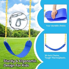 2 Pack Swing Seat Replacement Kit for Outdoor Swing Set with Heavy Duty Chains
