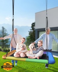 60″ Tree Swing, 700lbs Capacity Rectangle Platform Swing, Waterproof and Dura…