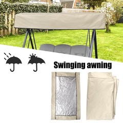 Beige 3-Seat Porch Swing Canopy Replacement 64×45″ Waterproof Sunshade Cover