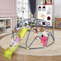 13.3 FT Climbing Dome Geometric Dome Climber with Extended Wavy Slide