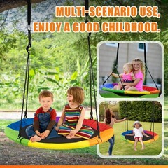 40 Inch Saucer Tree Swing for Kids Outdoor, Multicolor