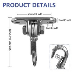 Heavy Duty Swing Hanger Stainless Steel 180° Smooth Operation Screws Bolts, P…