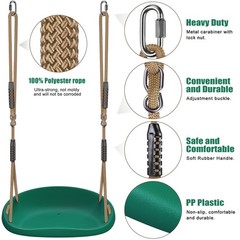 SELEWARE Heavy Duty Adjustable Outdoor Swing, Adults/Kids, Green 2-Pack