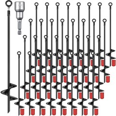 Chumia 12 Pcs 18 Inch Ground Anchor Spiral Blade Heavy Duty Earth Anchors Swi…