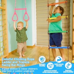 2 Pack Gym Swing Sets 48” Trapeze Swing Bar Monkey Bar Heavy Duty Chain Pink