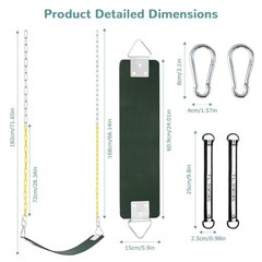 Swing Set Seat with Metal Triangle Ring & 66Inch Anti-Rust Chains, Swing Green