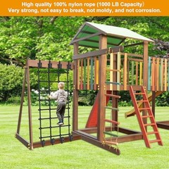 Climbing Cargo Net for Kids Outdoor 30″ x 139″ No-Knot Nylon Black – 30″ X 139″