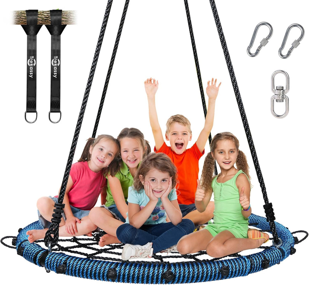 45″ 750lbs Spider Web Tree Swing for Kids & Adults Outdoor Steel Frame Sauce…