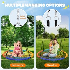 45″ 750lbs Spider Web Tree Swing for Kids & Adults, Outdoor Steel Frame Sauce…