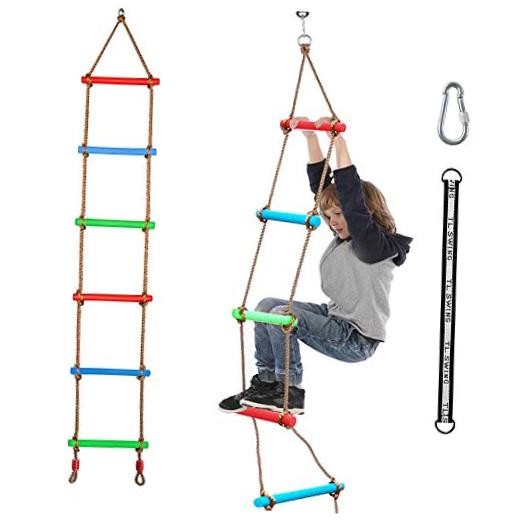 Climbing Rope Ladder Kids Tree Swing with Hanging Strap, Indoor and Outdoor