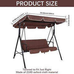 Patio Swing Canopy Replacement Cover Outdoor 3 Seater Porch Swing Seat Chair …
