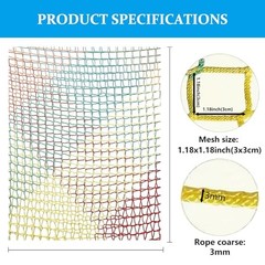 Climbing Cargo Net, Double Layers Playground Safety Net, Rope 1x3m Multicolor