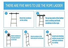 Boat Rope Ladder, Heavy Duty Climbing Rope 450Lbs Strength, 14mm 4 STEP